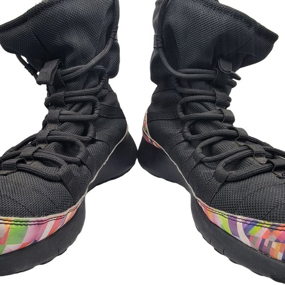Nike Roshe One High Print GS Womens 8.5 - Kids 7Y Black Lined Shoes 807744-002 - Picture 3 of 12